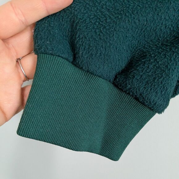 Vintage LL Bean Fleece Henley Shirt Sweatshirt Pullover Preppy Snap Green L - Picture 6 of 8